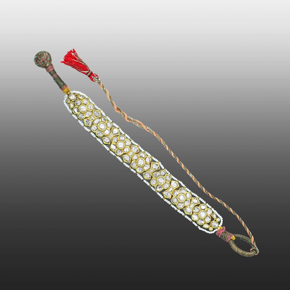 Polki Bracelet with Gold Lattice Design